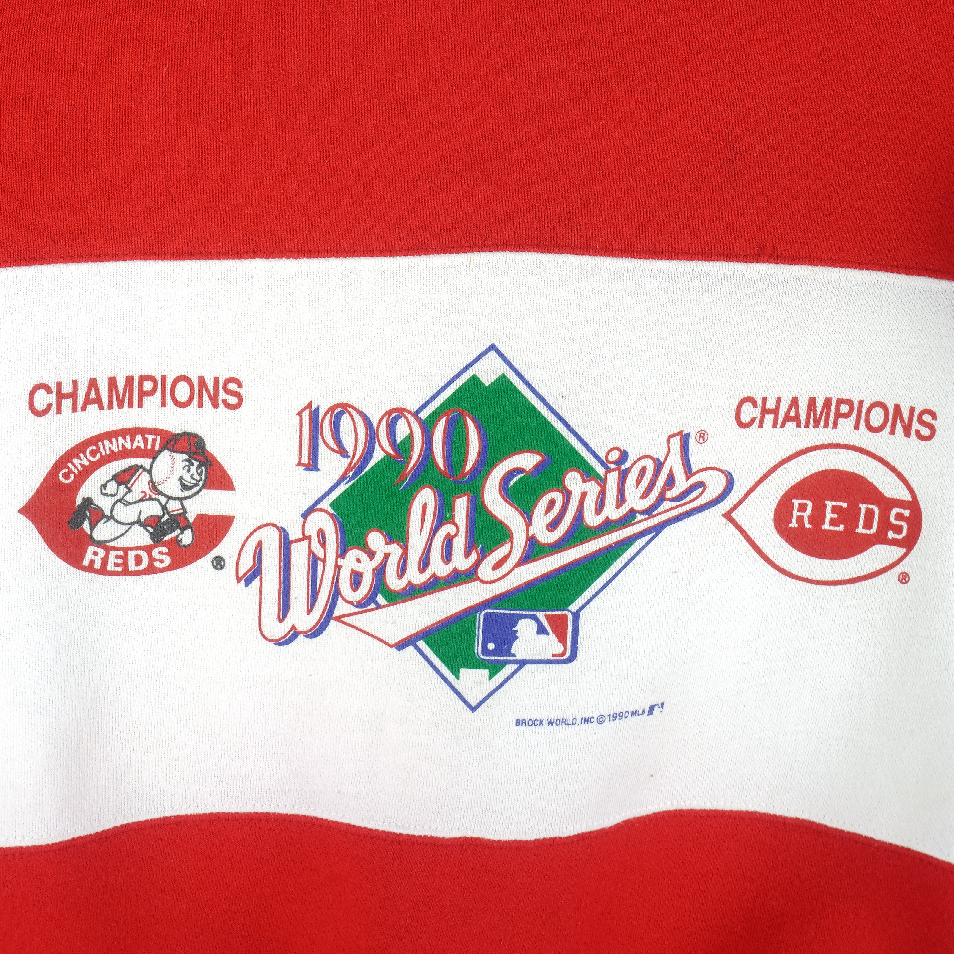 MLB (Velva Sheen) - Cincinnati Reds World Series Champion Sweatshirt 1990 Large Vintage Retro Baseball