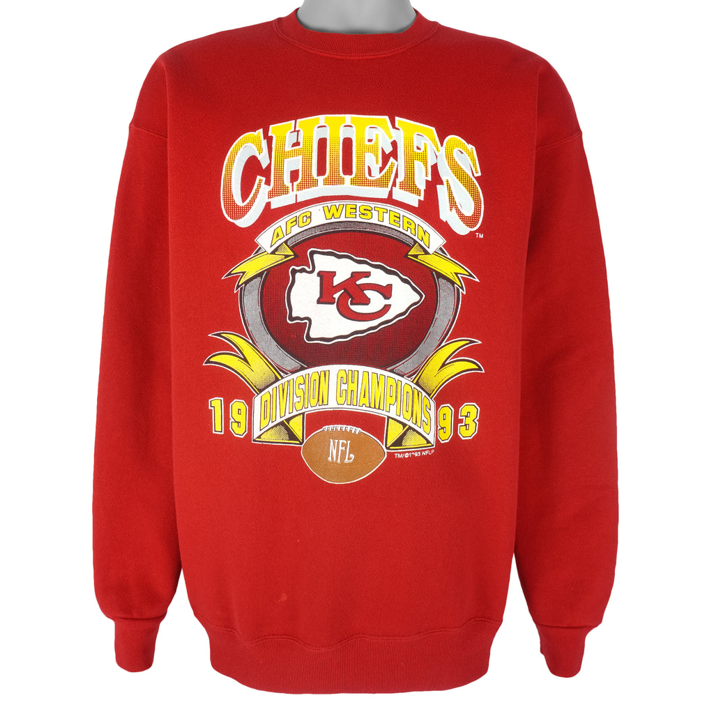 NFL (Logo 7) - Kansas City Chiefs Division Champions Crew Neck Sweatshirt 1993 X-Large Vintage Retro Football