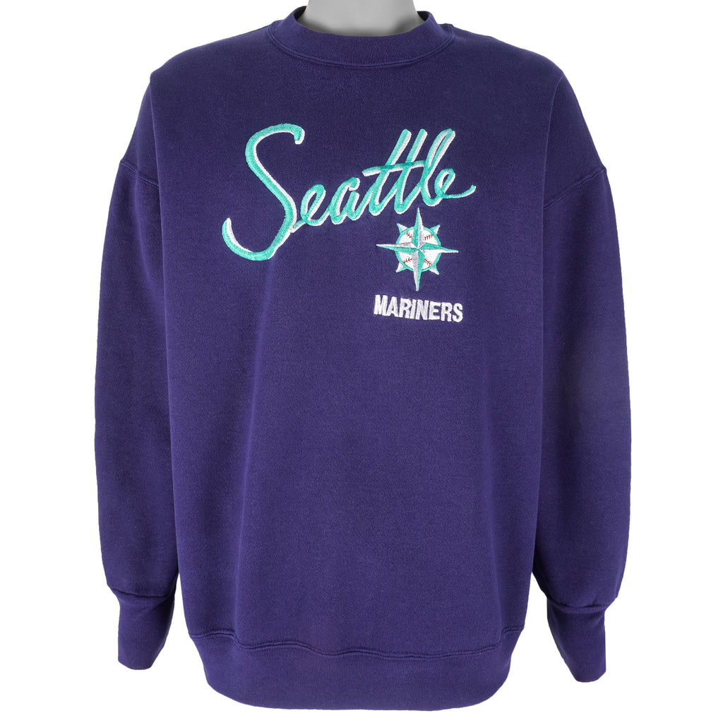 MLB - Seattle Mariners Embroidered Crew Neck Sweatshirt 1990s XX-Large Vintage Retro Baseball