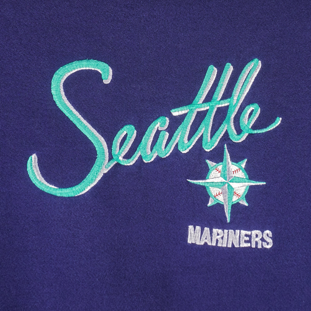 MLB - Seattle Mariners Embroidered Crew Neck Sweatshirt 1990s XX-Large Vintage Retro Baseball