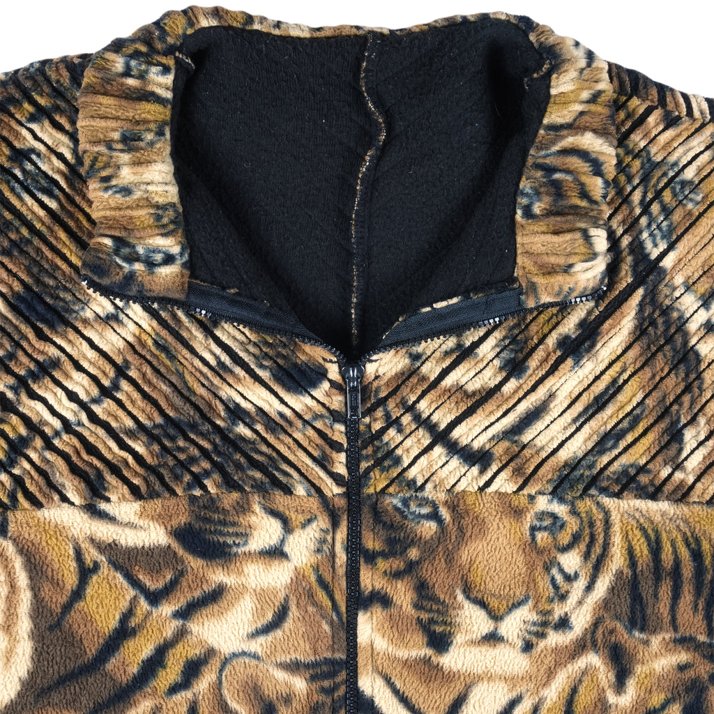 Vintage - Tiger Print Fleece Jacket Large Vintage Retro