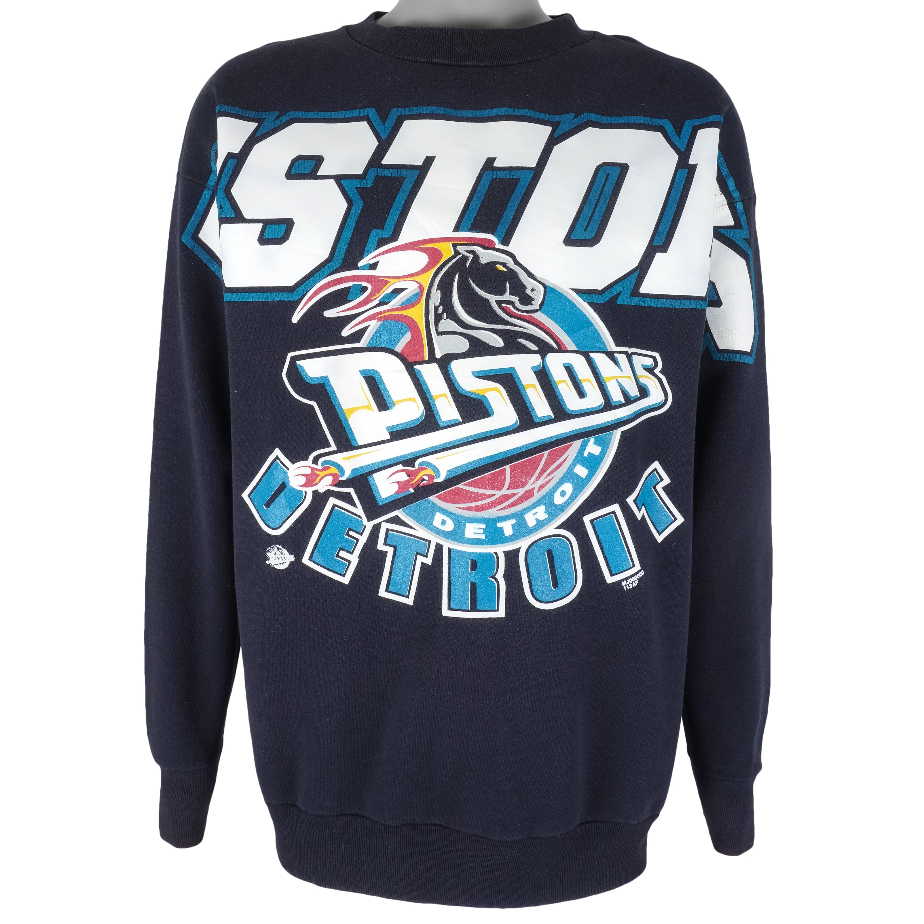 NBA (MJ) - Detroit Pistons Big Spell-Out Sweatshirt 1990s Large Vintage Retro Basketball