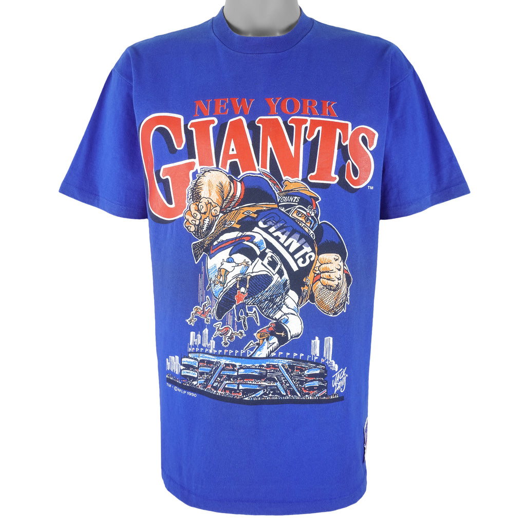 NFL (Nutmeg) - New York Giants Cartoon By Jack Davis T-Shirt 1990 Large Vintage Retro Football