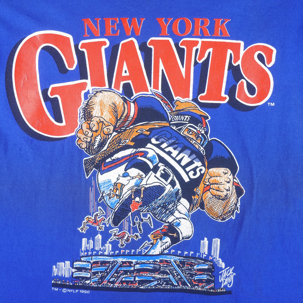 NFL (Nutmeg) - New York Giants Cartoon By Jack Davis T-Shirt 1990 Large Vintage Retro Football