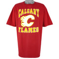 NHL (Waves) - Calgary Flames Single Stitch T-Shirt 1989 X-Large Vintage Retro Hockey