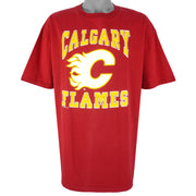 NHL (Waves) - Calgary Flames Single Stitch T-Shirt 1989 X-Large Vintage Retro Hockey
