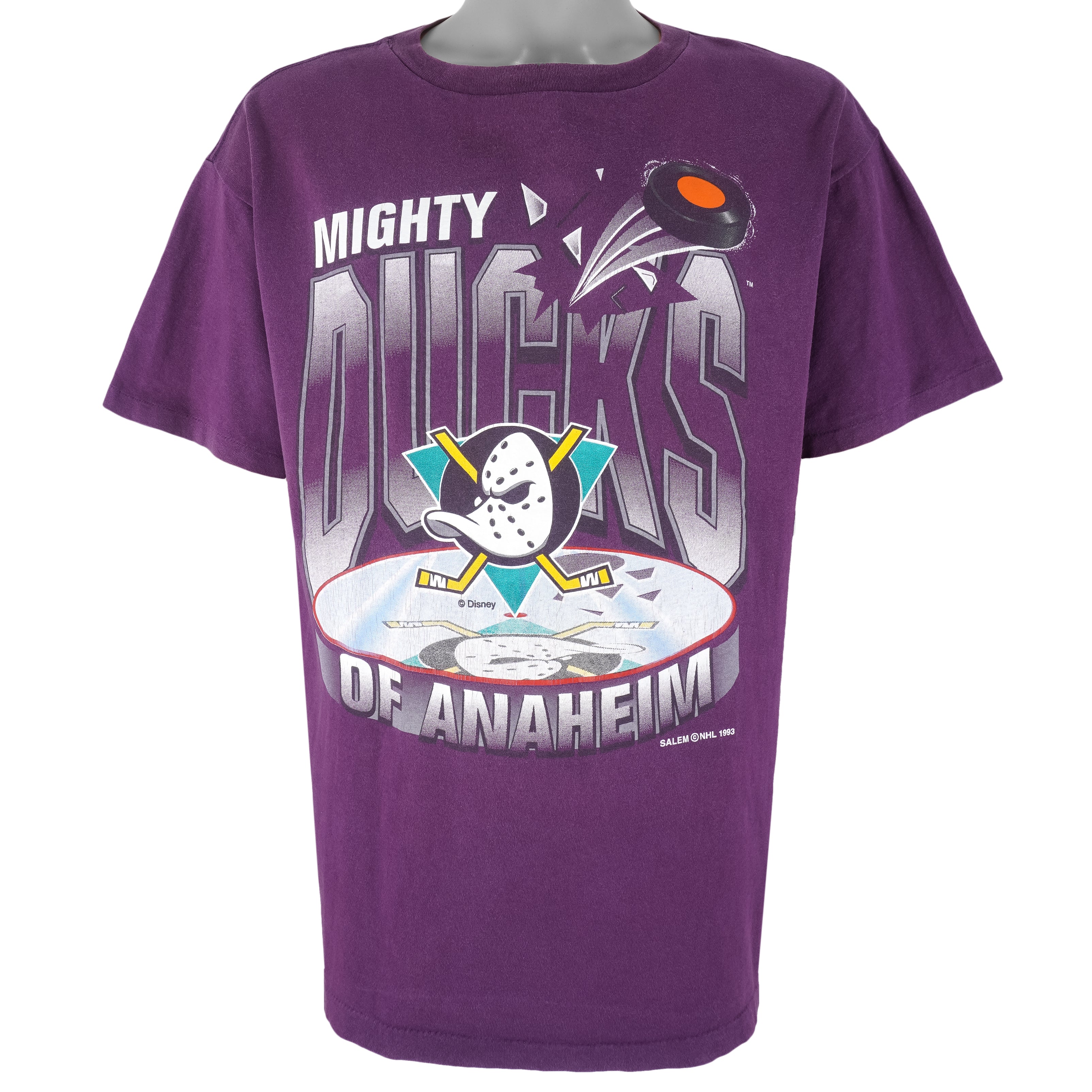 NHL (Salem) - Mighty Ducks Of Anaheim Single stitch  T-Shirt 1993 X-Large Vintage Retro Hockey