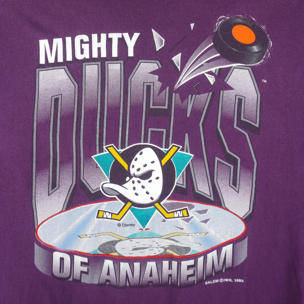 NHL (Salem) - Mighty Ducks Of Anaheim Single stitch  T-Shirt 1993 X-Large Vintage Retro Hockey