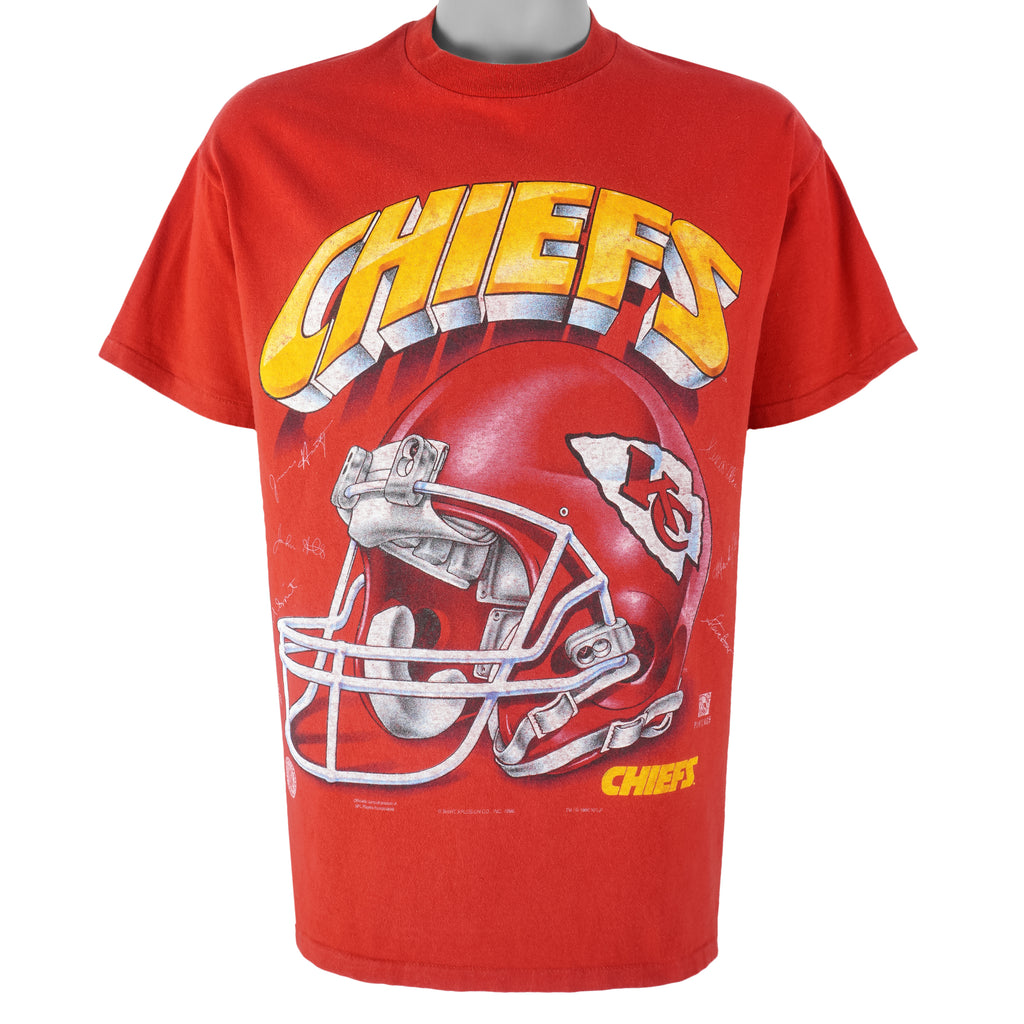 NFL (Delta) - Kansas City Chiefs Helmet & Autographed T-Shirt 1996 Large Vintage Retro Football