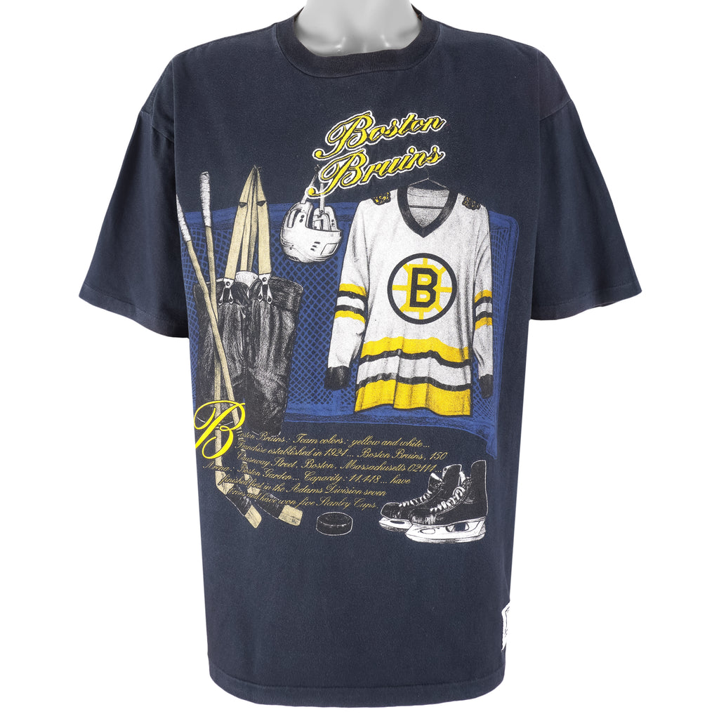 NHL (Nutmeg CCm) - Boston Bruins Locker Room Single Stitch T-Shirt 1990s X-Large Vintage Retro Hockey