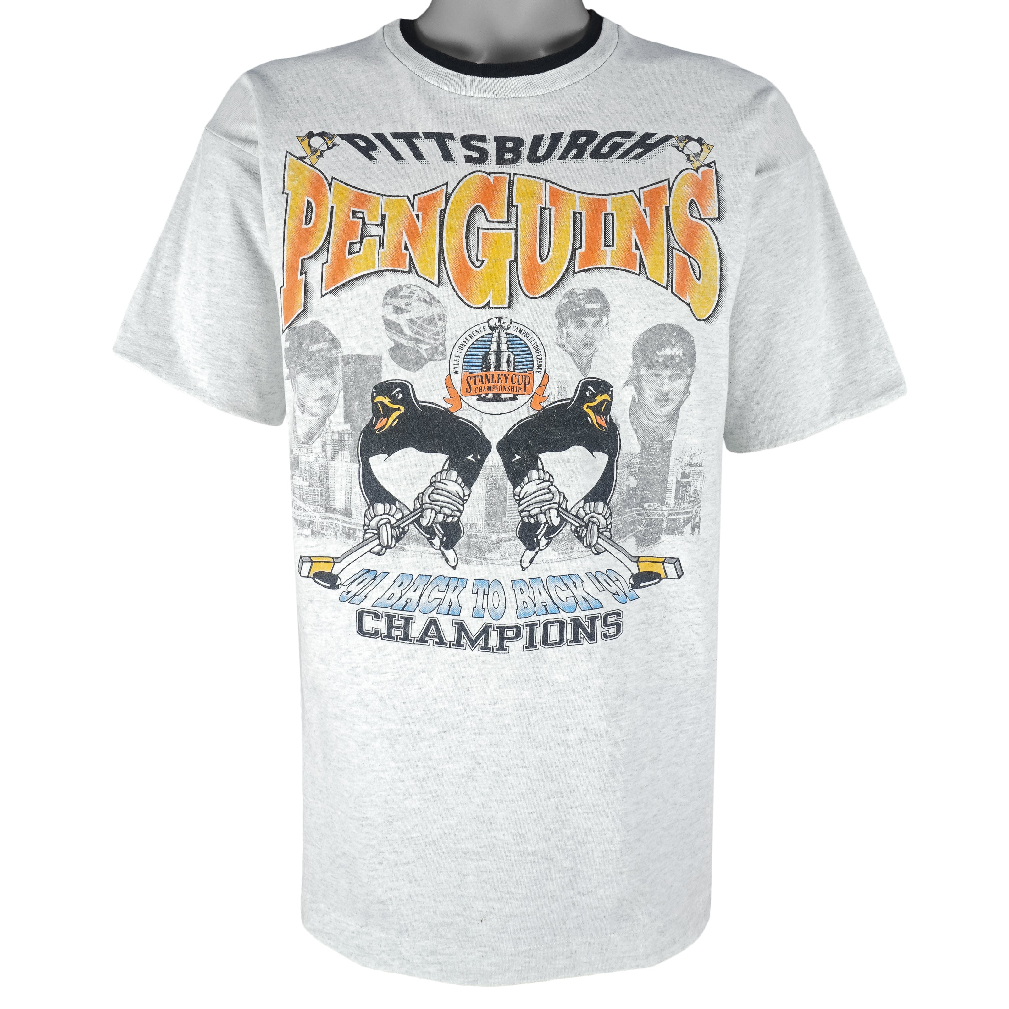 NHL - Pittsburgh Penguins Back To Back Champions T-Shirt 1992 Large Vintage Retro Hockey