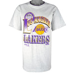 NBA (Trench) - Los Angeles Lakers Roll Ups Sleeves Single Stitch T-Shirt 1992 Medium