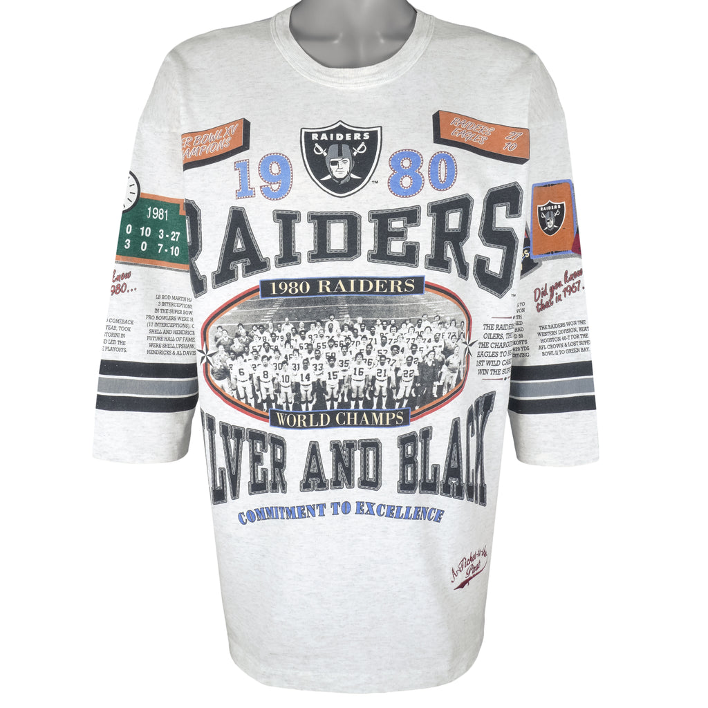 NFL (Long Gone) - Raiders Silver And Black Commitment To Excellence T-Shirt 1993 X-Large Vintage Retro Football