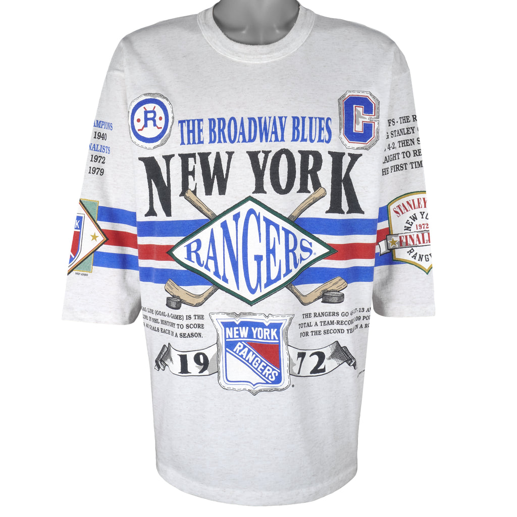 NHL (Long Gone) - New York Rangers The Broadway Blues T-Shirt 1992 X-Large Vintage Retro Hockey