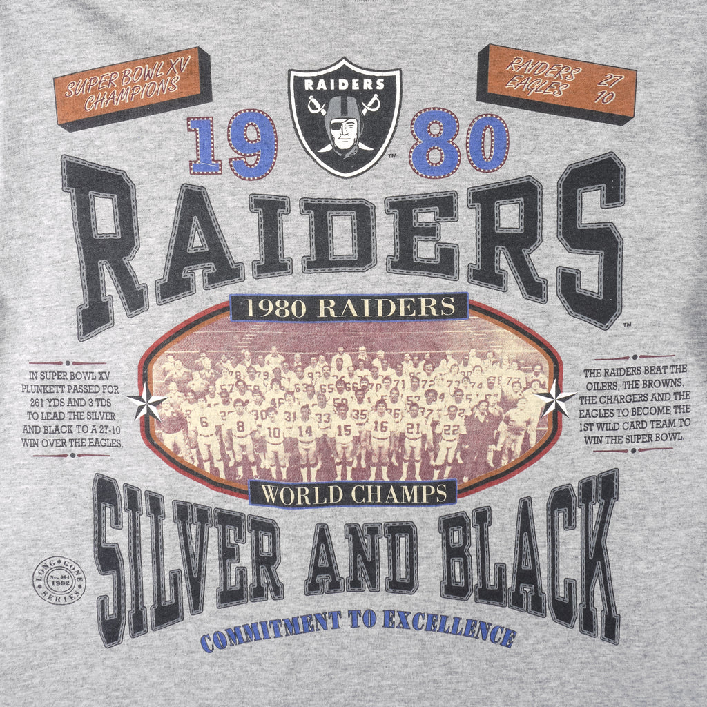 NFL (Long Gone) - Raiders Super Bowl XV Champions T-Shirt 1992 X-Large Vintage Retro Football