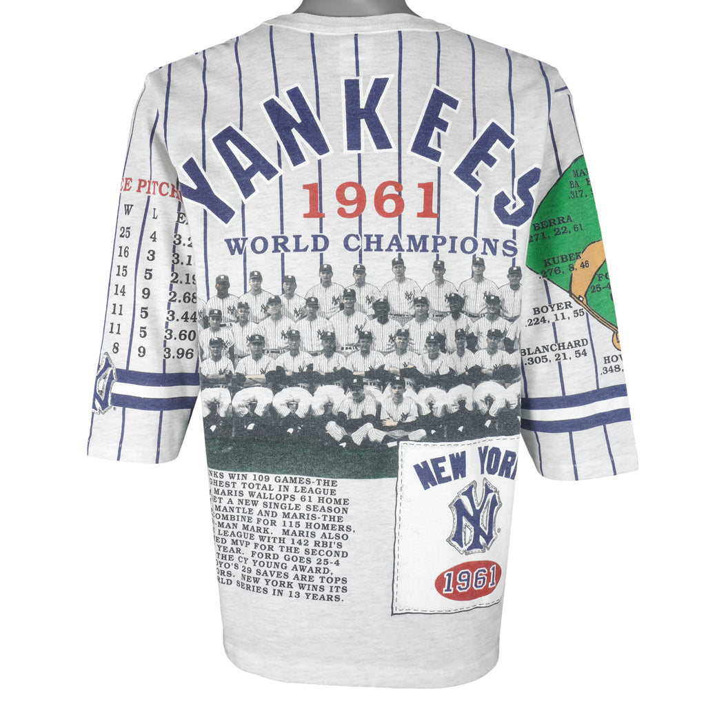 MLB (Long Gone) - New York Yankees 1961 World Series Champs T-Shirt 1991 Large Vintage Retro Baseball