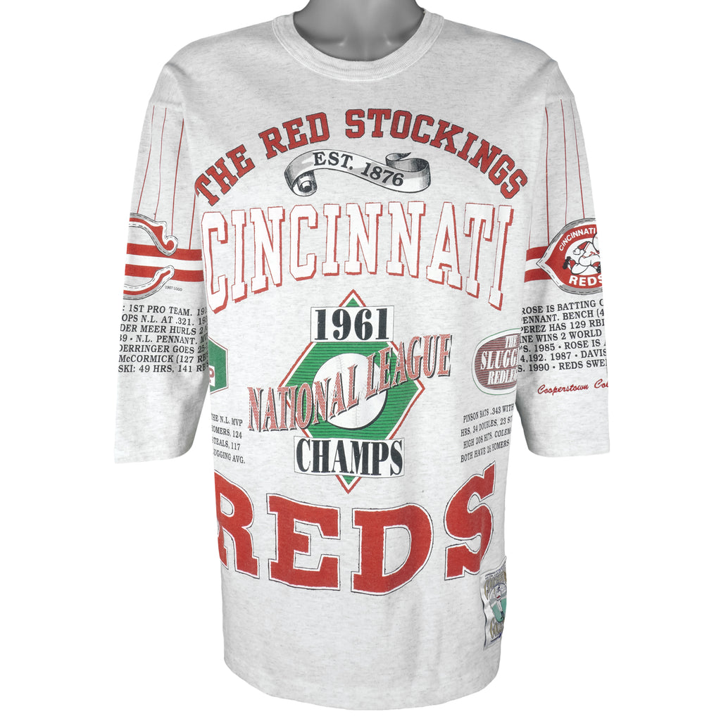 MLB (Long Gone) - Cincinnati Reds 1961 National League Champs T-Shirt 1990s Large Vintage Retro Baseball