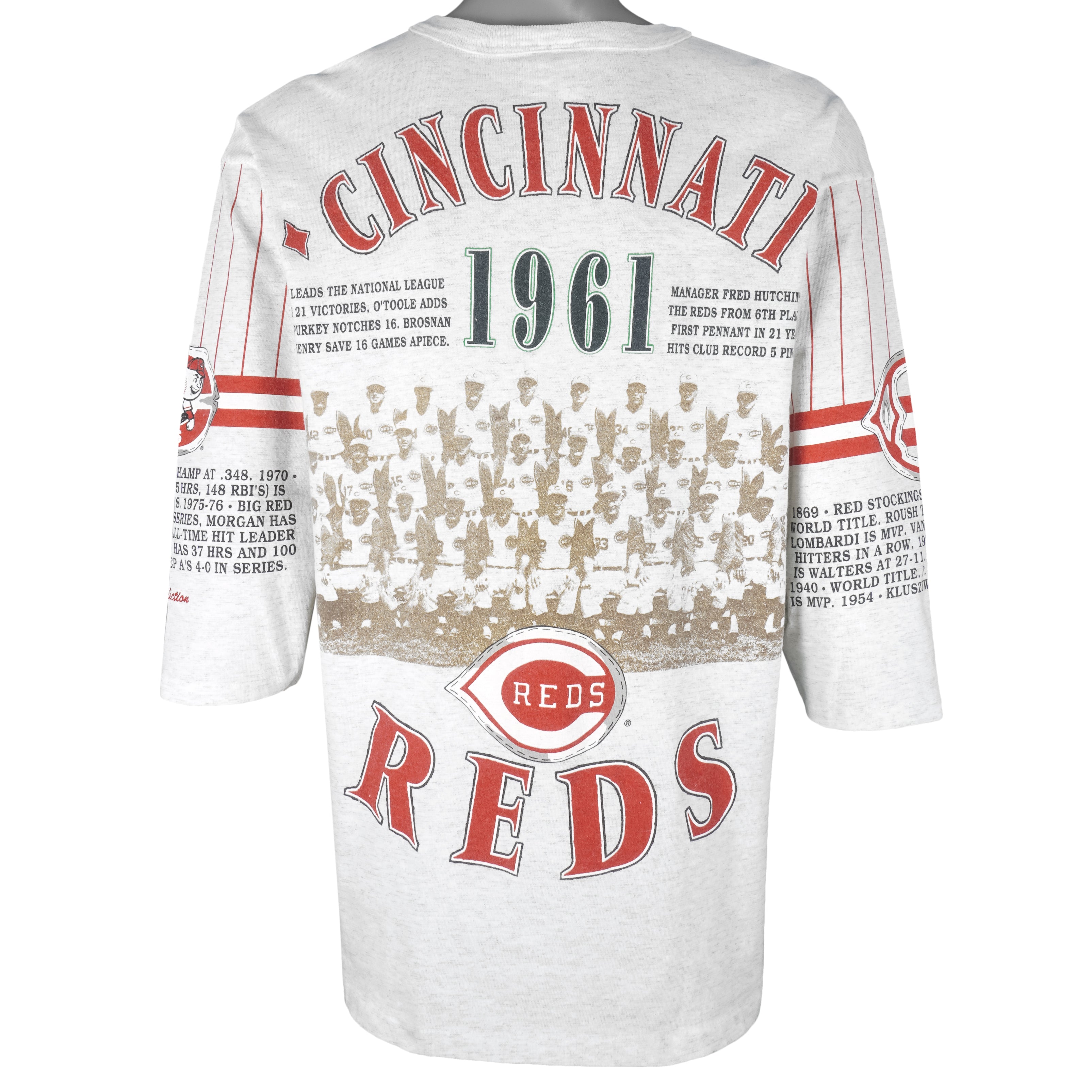 MLB (Long Gone) - Cincinnati Reds 1961 National League Champs T-Shirt 1990s Large Vintage Retro Baseball