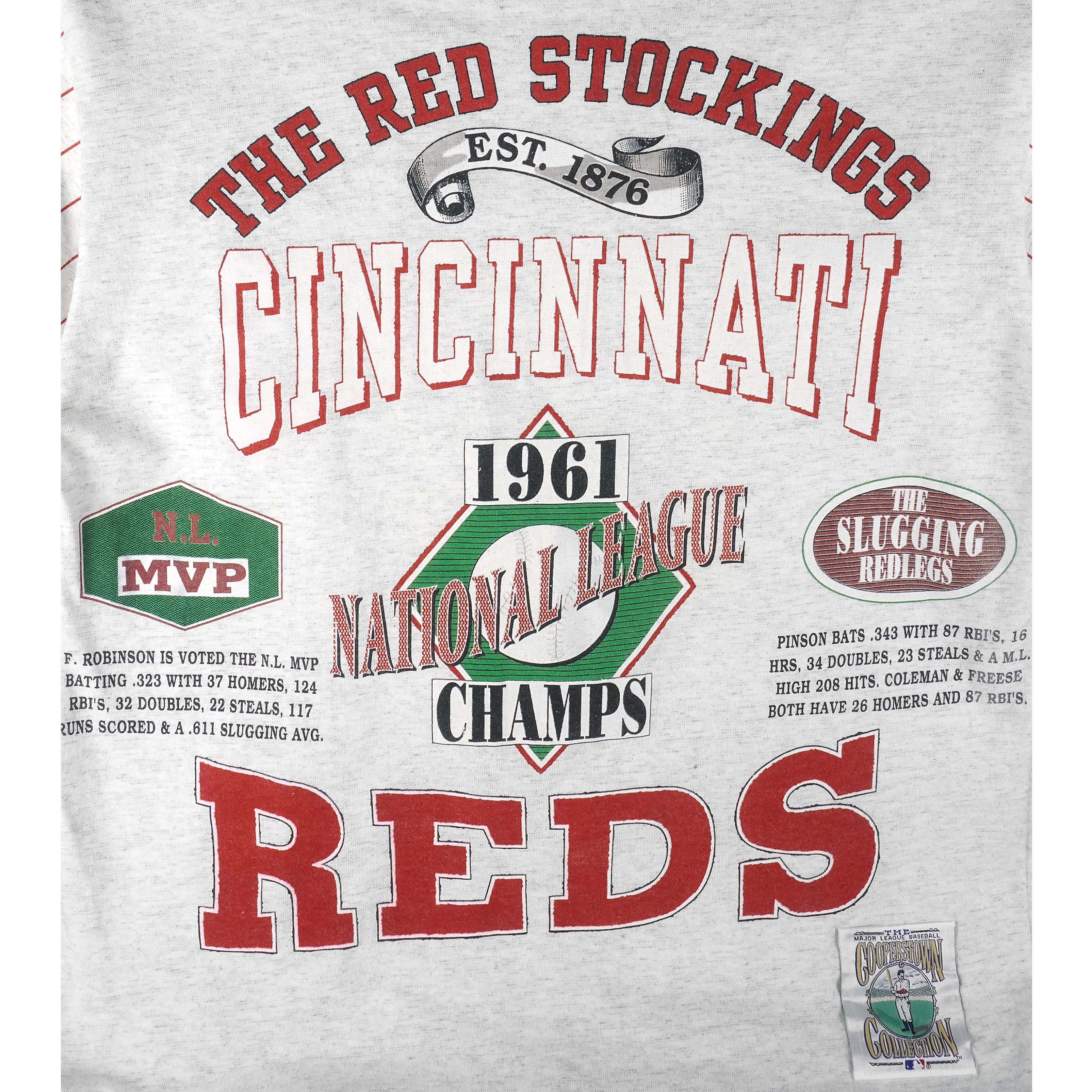 Vintage MLB (Long Gone) - Cincinnati Reds 1961 National League Champs T-Shirt 1990s Large