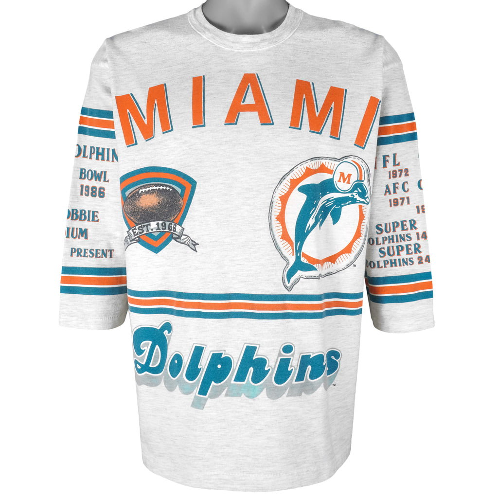 NFL (Long Gone) - Miami Dolphins 1972 Perfect Season Single Stitch T-Shirt 1990 X-Large Vintage Retro Football