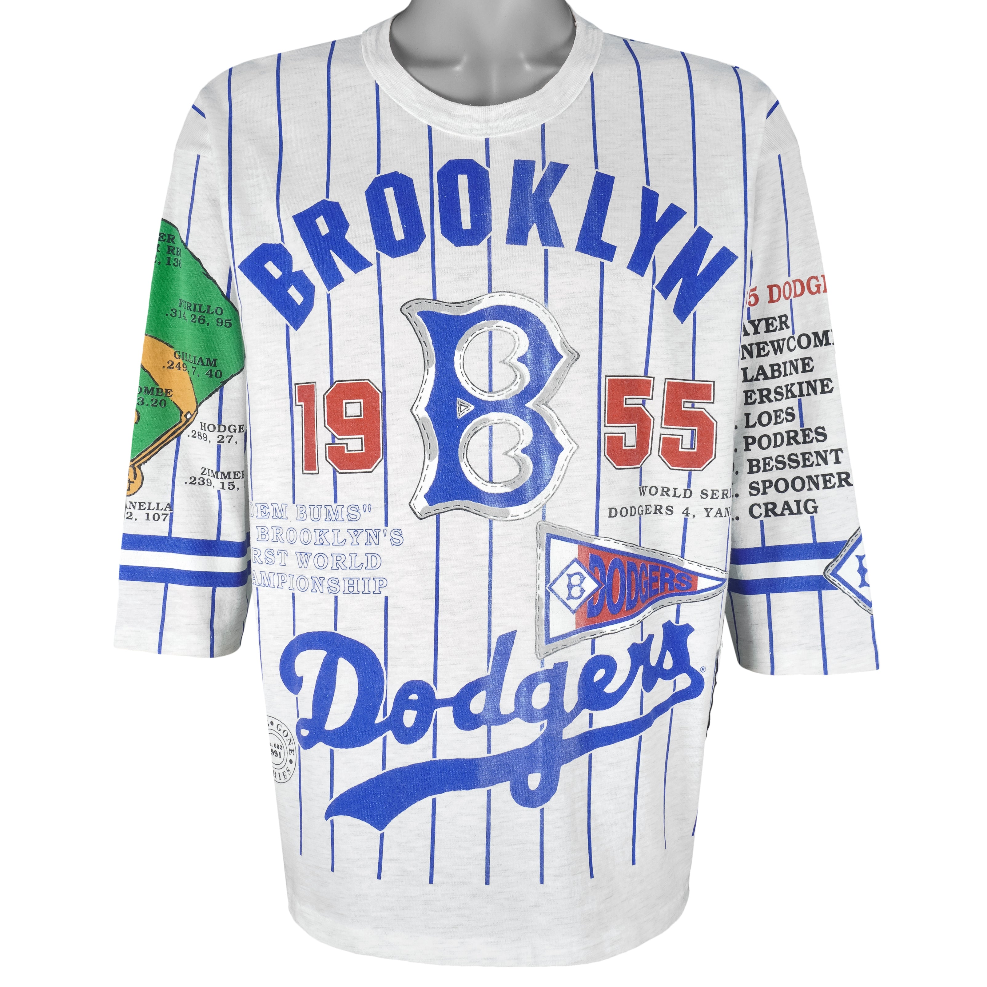 MLB (Long Gone) - Brooklyn Dodgers 1955 World Champions T-Shirt 1991 Large