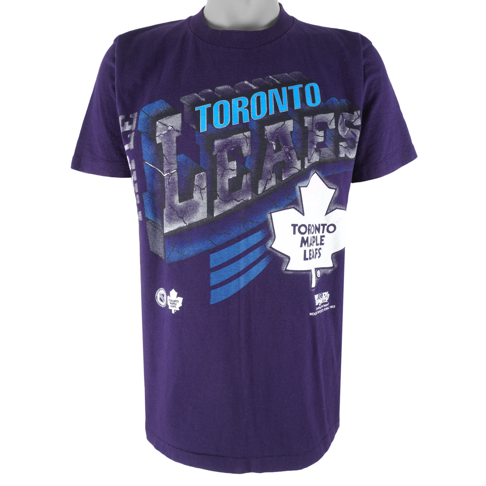 NHL (Woody Sport) - Toronto Maple Leafs Single Stich T-Shirt 1993 Medium Vintage Retro Hockey