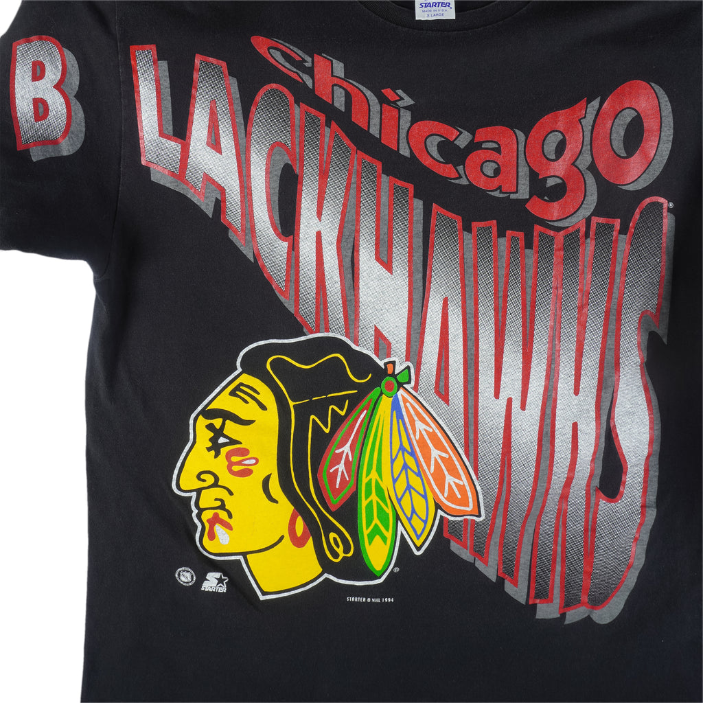 Starter - Chicago Blackhawks Single Stitch T-Shirt 1994 X-Large Vintage Retro Hockey