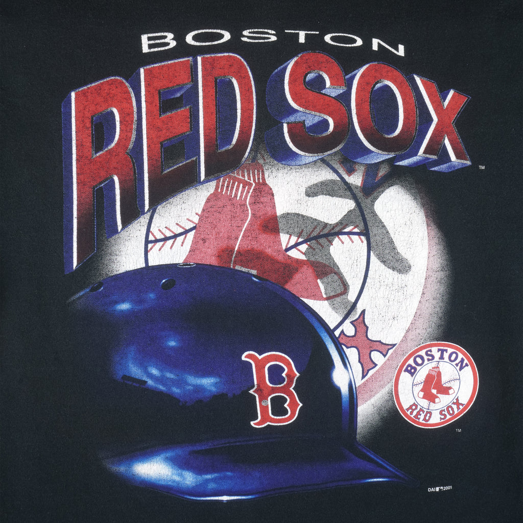 MLB (True Fan) - Boston Red Sox Helmet T-Shirt 2001 Large Vintage Retro Baseball