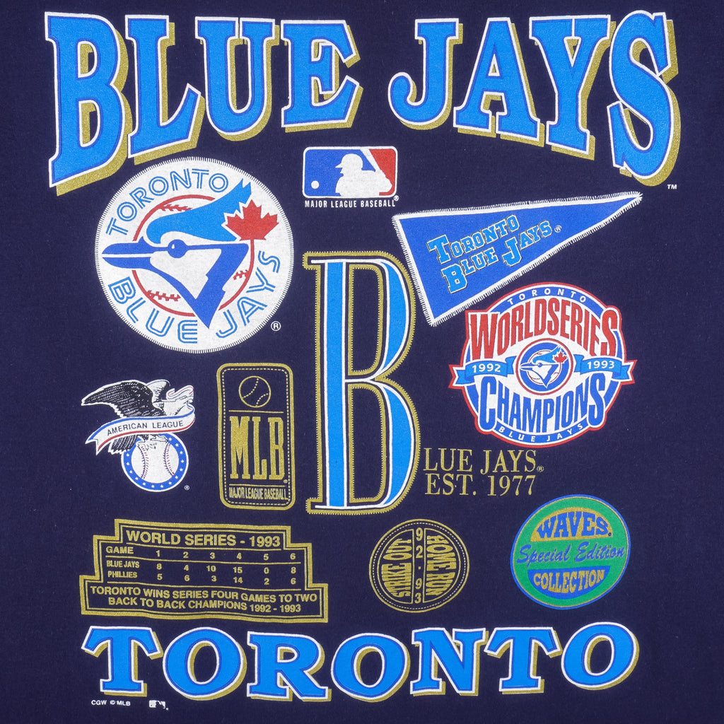 MLB - Toronto Blue Jays World Champs T-Shirt 1990s Large Vintage Retro Baseball