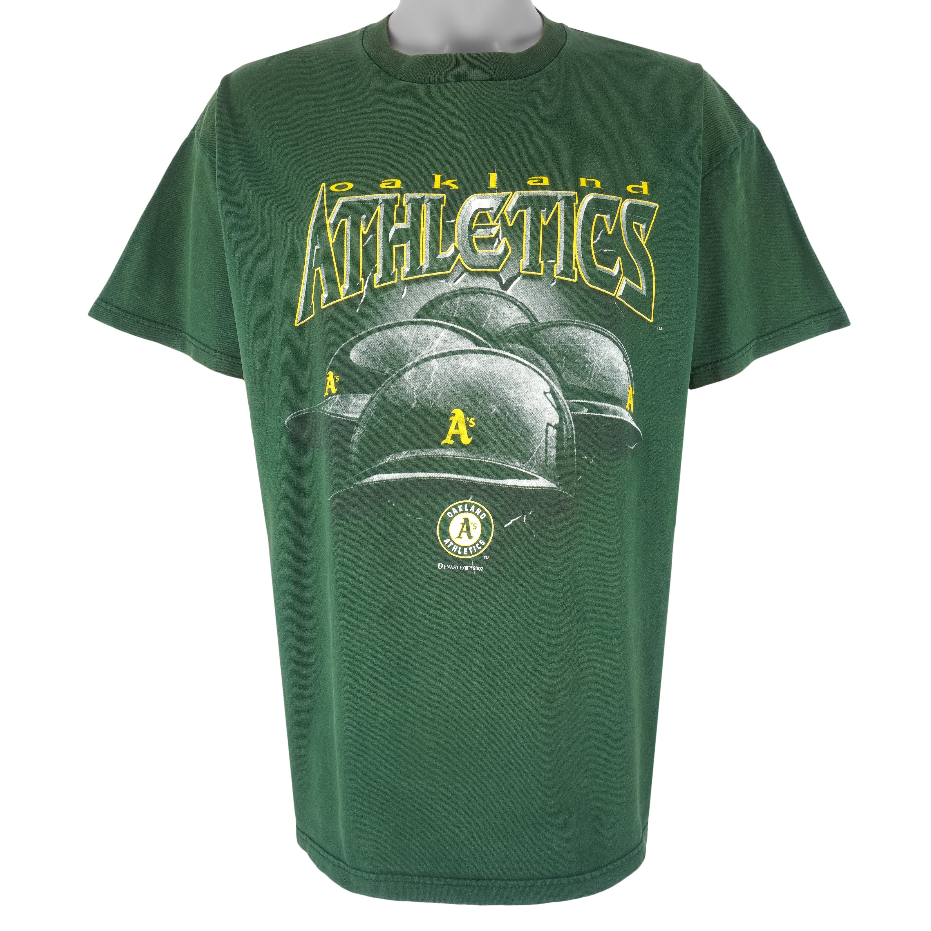 Vintage MLB (Dynasty) - Oakland Athletics Helmet T-Shirt 2002 X