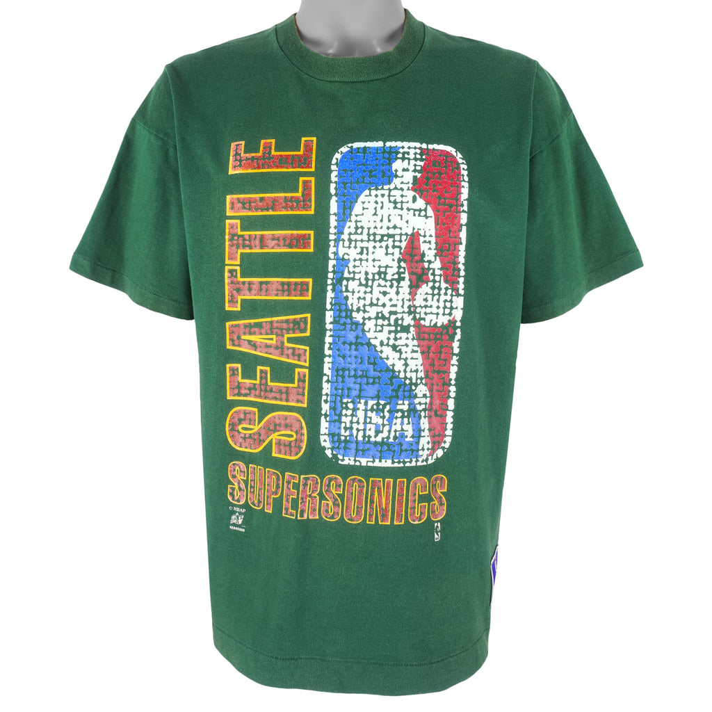 NBA (Nutmeg) - Seattle SuperSonics Single Stitch T-Shirt 1990s X-Large Vintage Retro Basketball