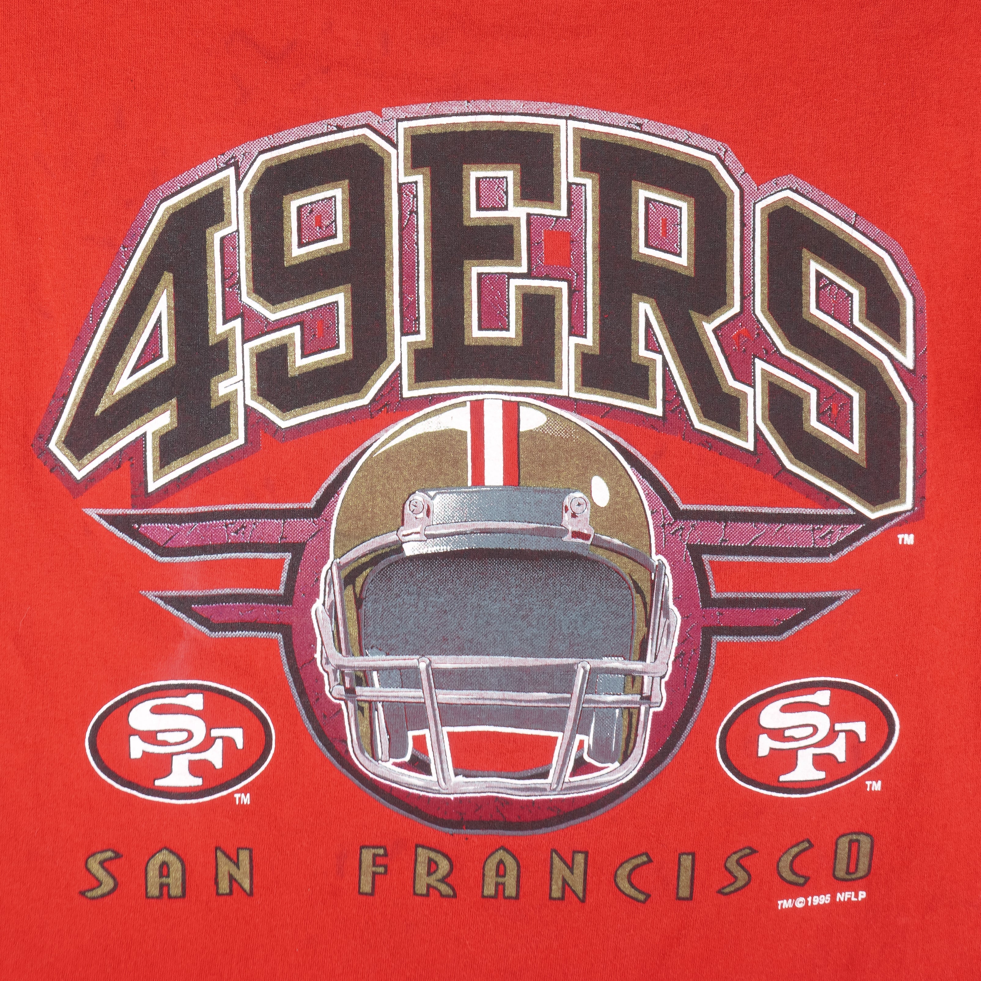 NFL (Logo 7) - San Francisco 49ers Helmet T-Shirt 1995 Large Vintage Retro Football