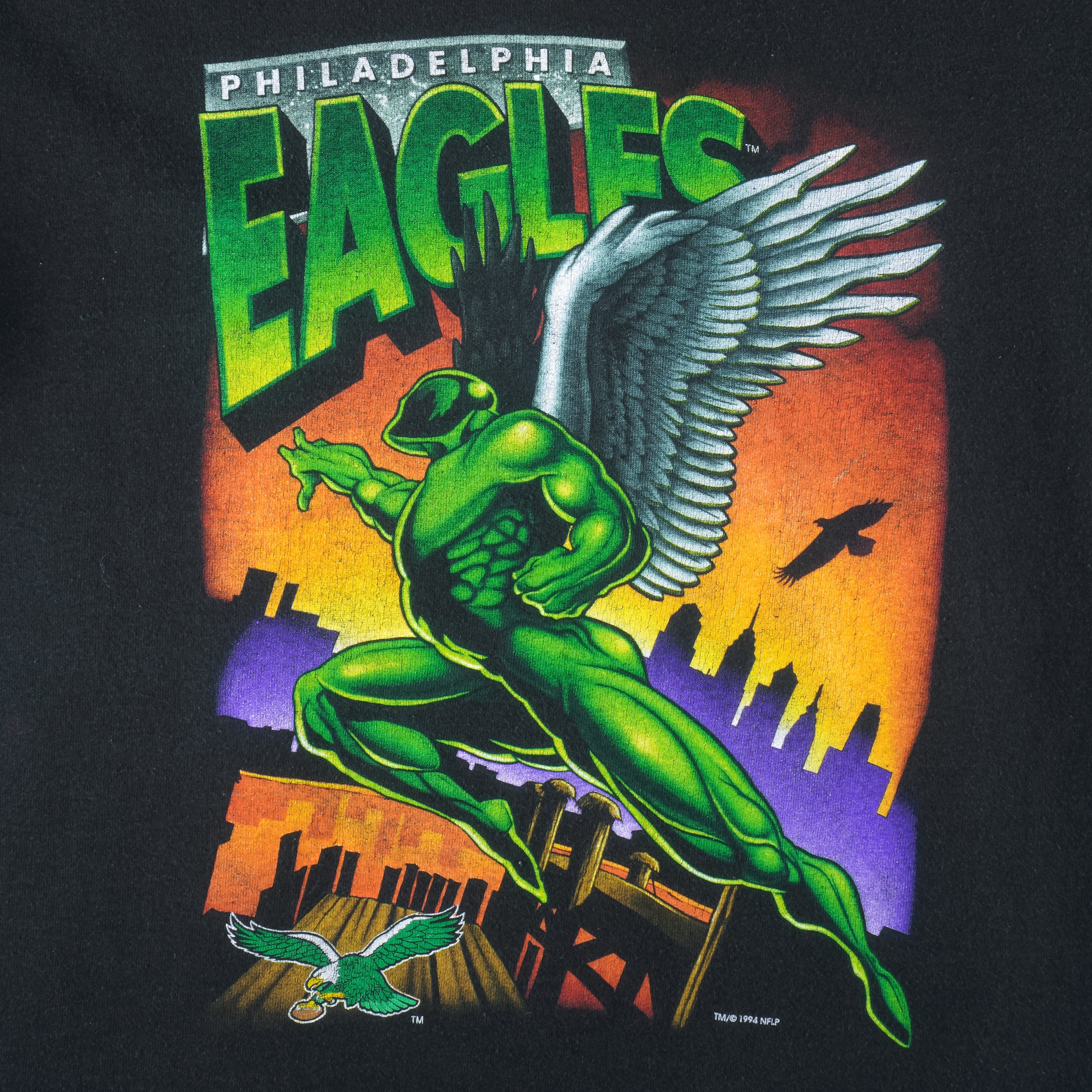 NFL (Salem) - Philadelphia Eagles Super Hero T-Shirt 1994 Large Vintage Retro Football