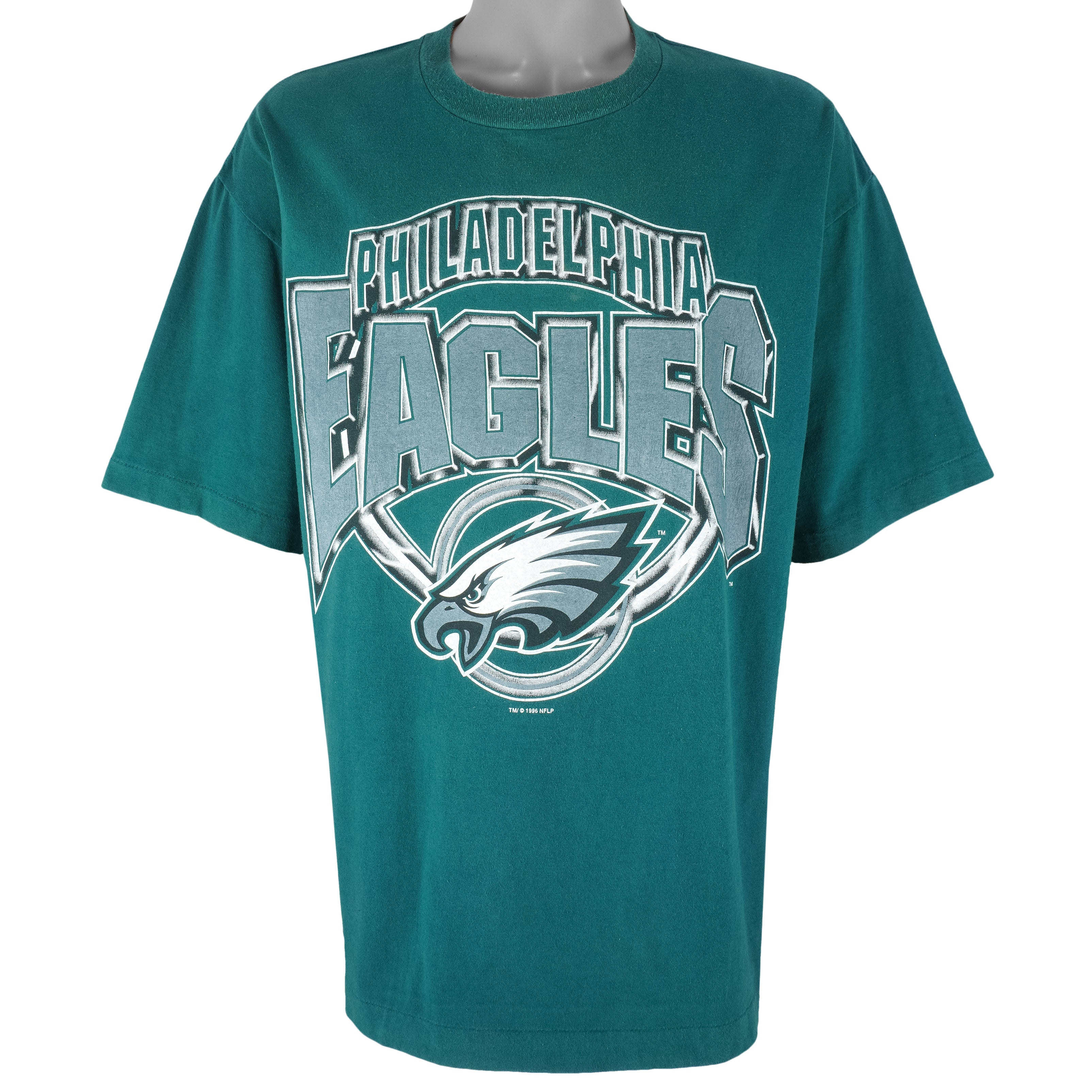 NFL (Logo 7) - Philadelphia Eagles Single Stitch T-Shirt 1996 X-Large Vintage Retro Football