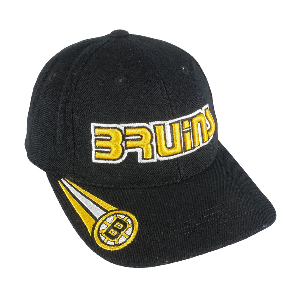 NHL (American Needle) - Boston Bruins 3D Puff Strapback Hat 1990s OSFA Vintage Retro Hockey