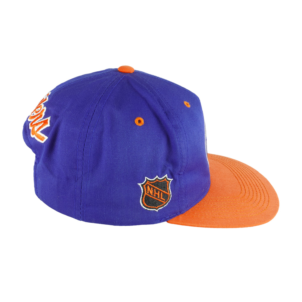 NHL (Sport Specialties) - Edmonton Oilers Snapback Hat 1990s OSFA Vintage Retro Hockey