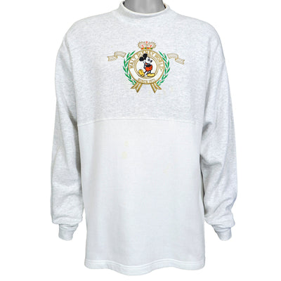 Disney - Grey & White Walt Disney World Embroidered Sweatshirt 1990s Large