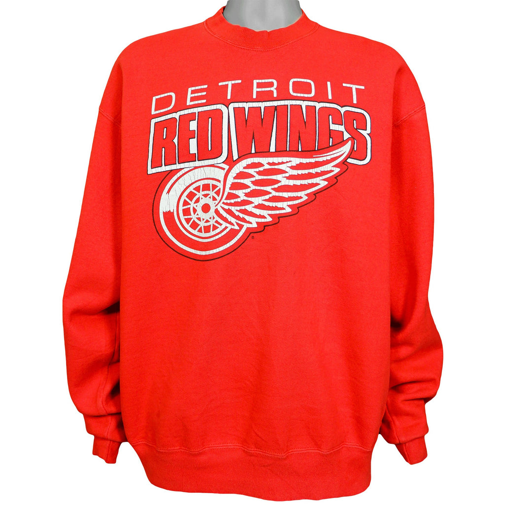 NHL - Detroit Red Wings Big Logo Crew Neck Sweatshirt 1990s Large Vintage Retro Hockey
