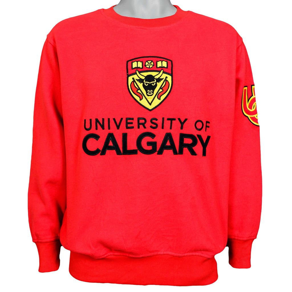 Vintage - Red University of Calgary Crew Neck Sweatshirt Medium Vintage Retro