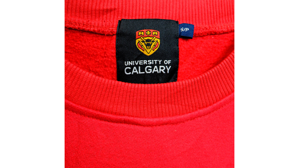 Vintage - Red University of Calgary Crew Neck Sweatshirt Medium Vintage Retro
