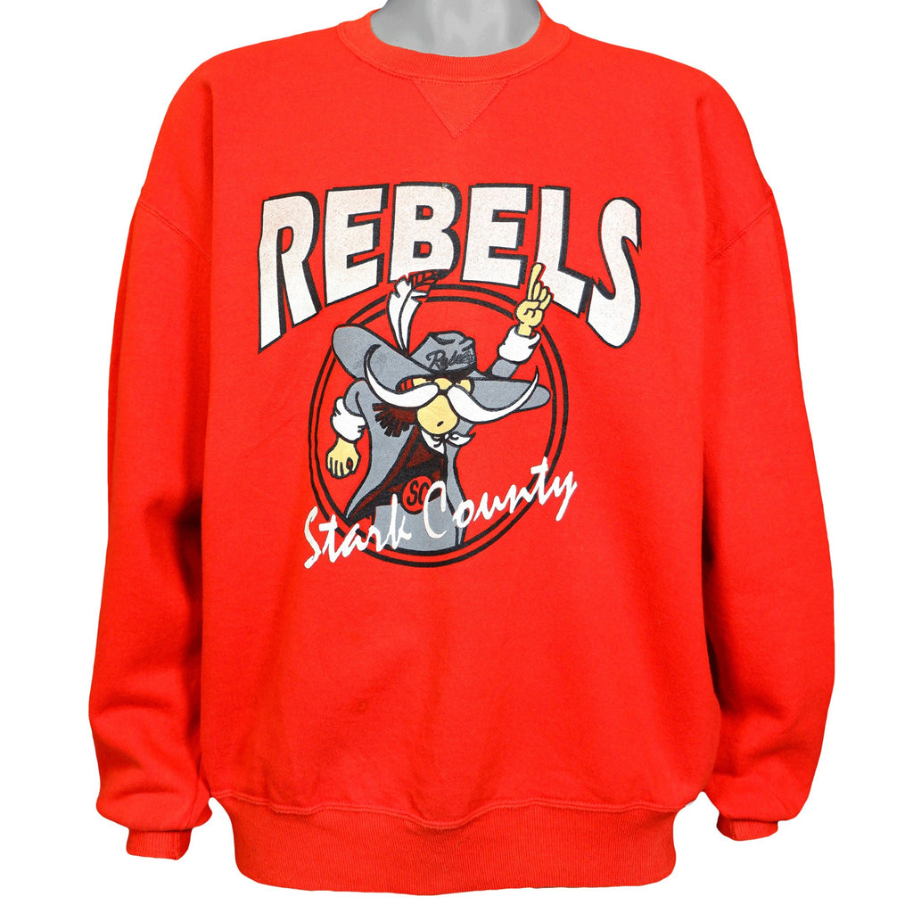 Vintage - Red Rebels - Stark County Crew Neck Sweatshirt Large Vintage Retro