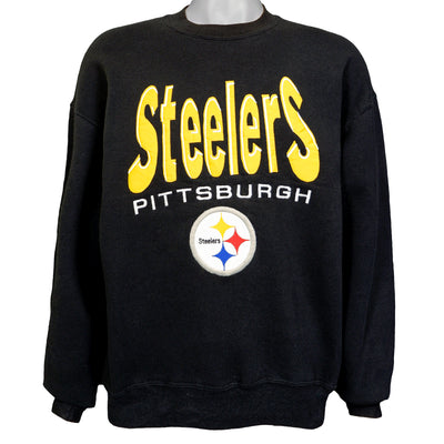 NFL (Chalk Line) - Pittsburgh Steelers Big Logo Crew Neck Sweatshirt 1990s Medium