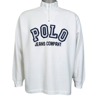 Ralph Lauren (Polo) - White 1/4 Zip Sweatshirt 1990s Large