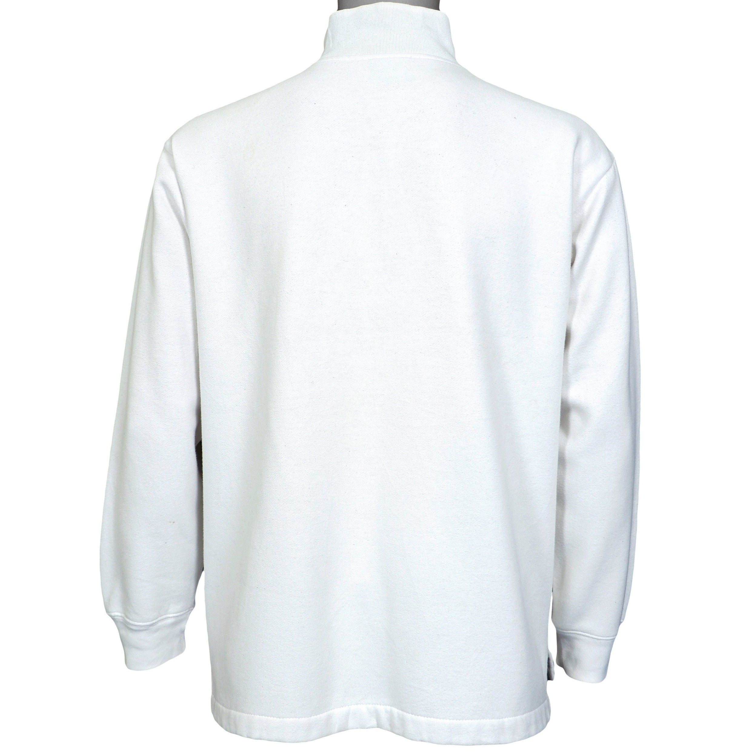 Vintage Ralph Lauren (Polo) - White 1/4 Zip Sweatshirt 1990s Large