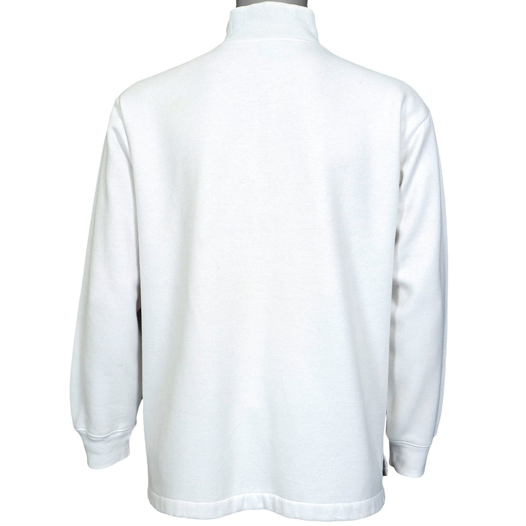 Ralph Lauren (Polo) - White 1/4 Zip Sweatshirt 1990s Large Vintage Retro