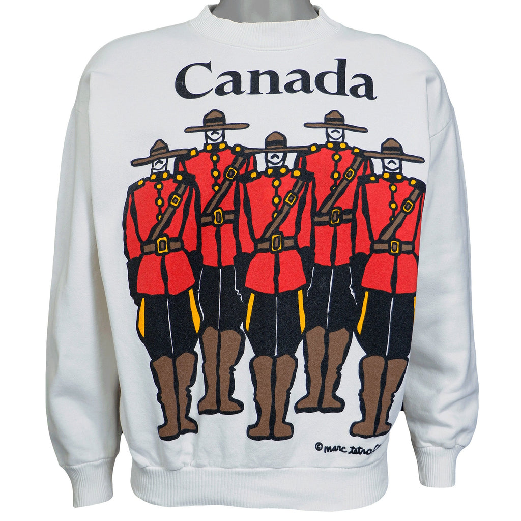 Vintage - White Canada RCMP Sweatshirt Large Vintage Retro