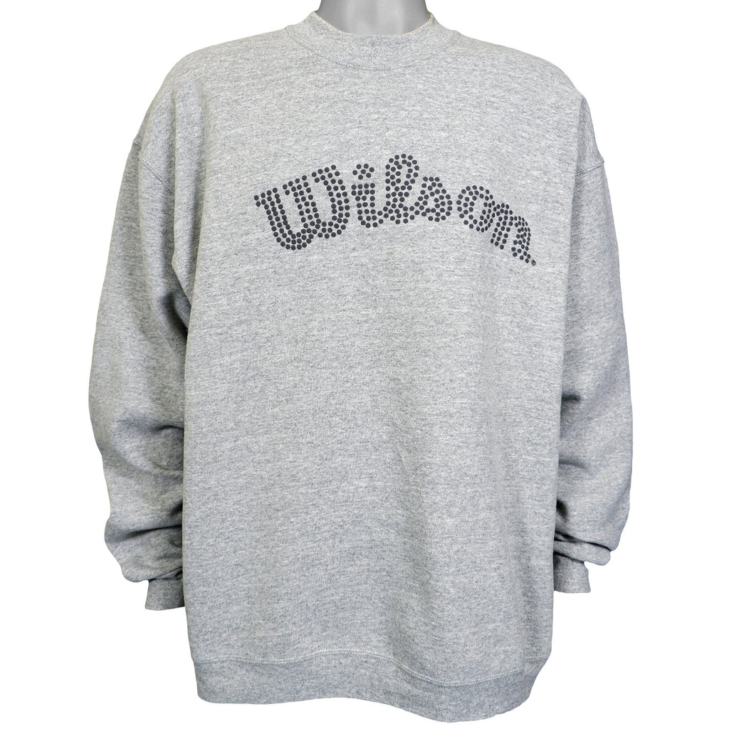 Wilson - Grey Big Spell-Out  Sweatshirt 1990s XX-Large Vintage Retro