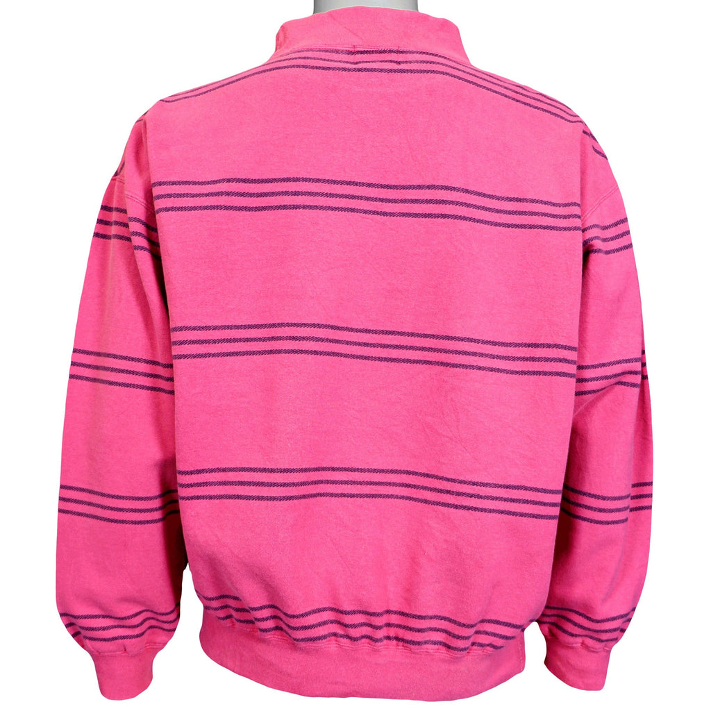 Levis (Dockers) - Pink Stripes Sweatshirt 1990s Large Vintage Retro