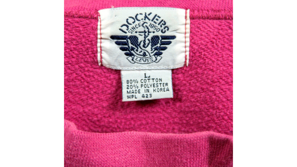 Levis (Dockers) - Pink Stripes Sweatshirt 1990s Large Vintage Retro