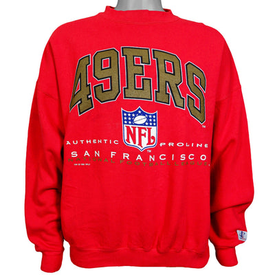NFL (Logo 7) - San Francisco 49ers Big Spell-Out Crew Neck Sweatshirt 1995 X-Large